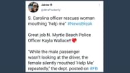 The female driver mouthed "Help Me" while the man sitting next to her wasn't looking (Image via @MrsPosterity/Twitter)